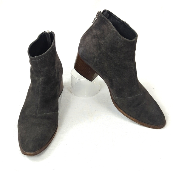 rag & bone GRAY SUEDE BACK ZIP Ankle Bootie - Picture 1 of 6